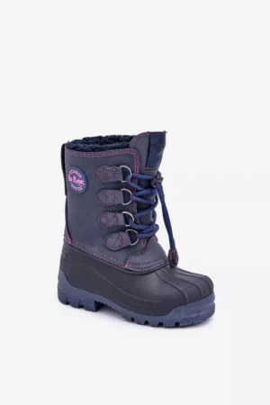 Augstas siltas bērnu sniega zābaki ar auklas savilcēju, tumši zilas krāsas Lee Cooper LCJ-24-44-2843K