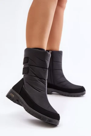 Sieviešu sniega zābaki ar rāvējslēdzēju Progress PROGJ-21-16 Melni