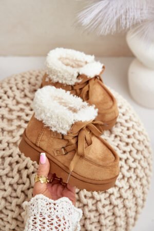 Sniega zābaki bērniem ar izolāciju un kažokādu Camel Adelane