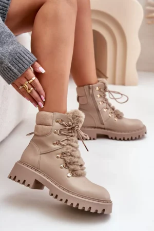 Siltas potītes zābaki ar rāvējslēdzēju no ekoloģiskās ādas, smilškrāsas Willatta