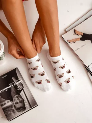 Sieviešu kokvilnas zeķes ar mopšiem, baltas