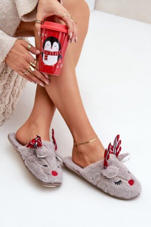 Ziemassvētku čības ar ziemeļbriežu dizainu tumši smilškrāsā Sylaia