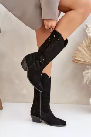 Zābaki no zamšādas ar izgriezumu uz augšdaļas, melni Zazoo 3609