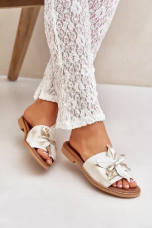 Slīdnes ar dekoru no dabīgās ādas Zazoo 3667 Aged Gold