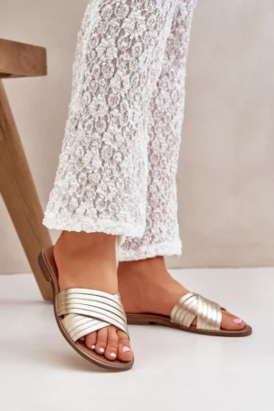 Ādas sieviešu čības Lewski Shoes 3682 Gold