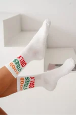 Sieviešu zeķes ar uzrakstu Good Vibes Only, baltas