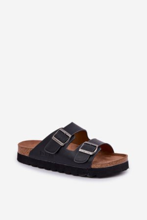 Vieglas vīriešu sandales ar sprādzēm no ekoloģiskās ādas Big Star NN174531 Melna