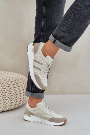 Sieviešu ādas platforma sporta kurpes smilškrāsā Gatira