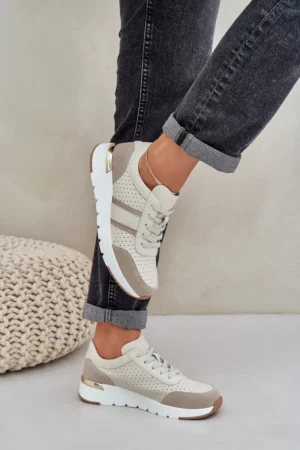 Sieviešu ādas platforma sporta kurpes smilškrāsā Gatira