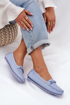 Plakani ādas mokasīni ar dekoru S.Barski LR51-547 Zils