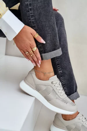 Ādas sporta apavi Sieviešu sporta apavi S.Barski LR51-551 Bēšs