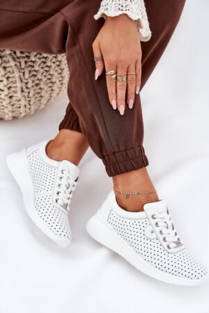 Sieviešu ādas sporta apavi Vinceza 79532 Balti