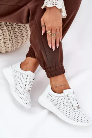 Sieviešu ādas sporta apavi Vinceza 79532 Balti