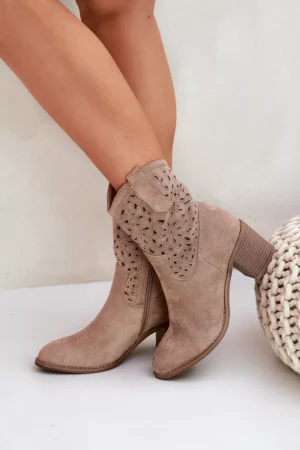 Sieviešu izgriezti kovboju zābaki, smilškrāsas S.Barski HY51-125