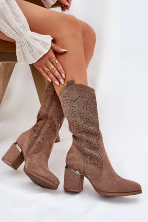 Perforēti kovboju zābaki līdz vidusdaļai S.Barski HY51-238 Brūni