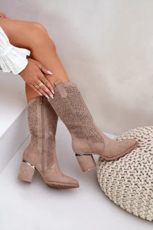 Izcirstas kovboju zābaki līdz viduklim S.Barski HY51-238 smilškrāsas