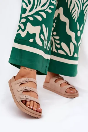 Sieviešu čības ar siksnām un sprādzēm, smilškrāsas Uliri