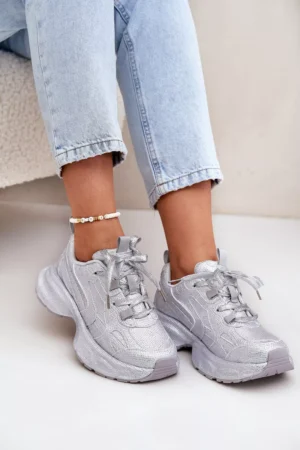 Sieviešu sporta kurpes, dekorētas ar rhinestones Silver Porrot