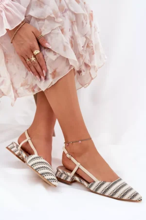 Sieviešu balerīnas ar smailiem purngaliem uz delikāta papēža, smilškrāsas Abroes