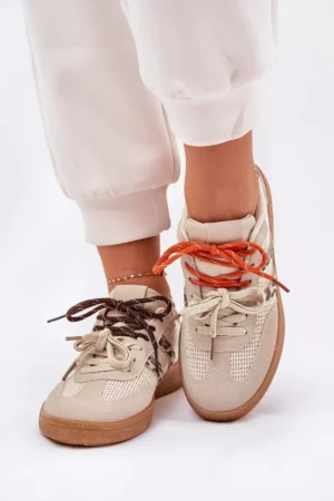 Sieviešu sporta kurpes ar dubultu auklas sasiešanu Leopard Beige Ollabes