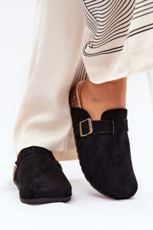 Sieviešu čības un platforma ar sprādzi, melna Selio