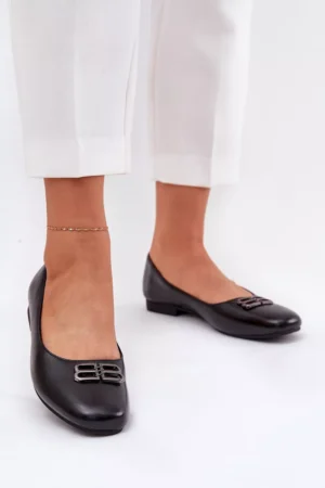 Elegantas sieviešu balerīnas ar dekoru Vinceza 62206 Melna