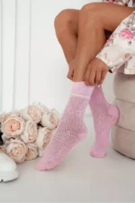Sieviešu mežģīņu zeķes CC rozā