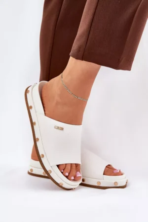 Sieviešu platforma sandales ar kniedēm Big Star RR274216 Balta