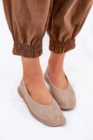 Zamšādas sieviešu balerīnas Big Star RR274082 smilškrāsas