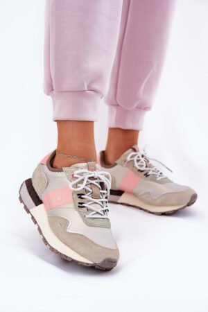Sieviešu zamšādas sporta kurpes Big Star RR274243 HI-POLY SYSTEM pelēkā-rozā krāsā