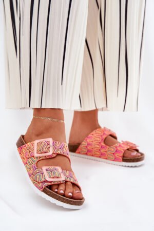 Sieviešu čības ar sprādzēm un oranžu spīdumu S.Barski RB51-006