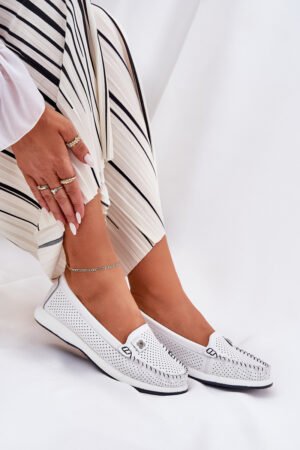 Sieviešu ādas mokasīni S.Barski LR51-673 Balti