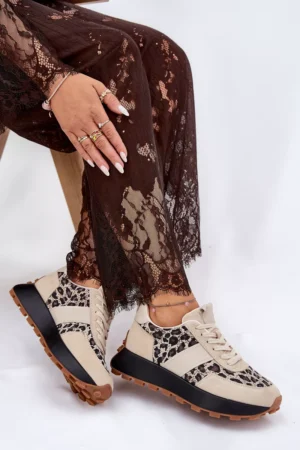 Sieviešu zamšādas sporta kurpes uz platformas Panther Vinceza 66793 smilškrāsas