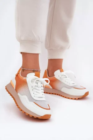Ādas sporta apavi ar tīkliņu sievietēm Vinceza 66775 Oranža