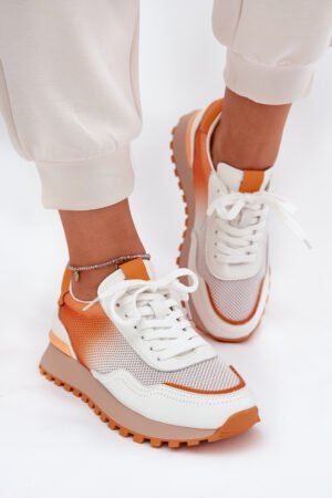 Ādas sporta apavi ar tīkliņu sievietēm Vinceza 66775 Oranža