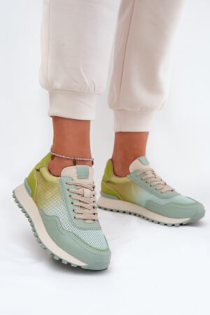 Ādas sporta apavi ar tīkliņu sievietēm Vinceza 66775 Zaļš