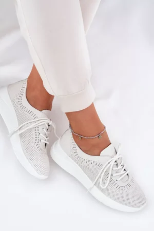 Sieviešu ādas sporta apavi Vinceza 79532 Balti