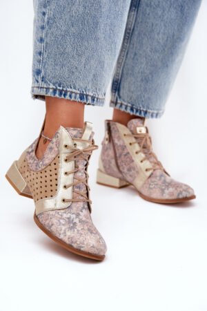 Ādas potītes zābaki Maciejka 05541-04 smilškrāsas-zelta