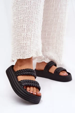 Vieglas sieviešu čības ar platformu S.Barski ZK51-001 Melna