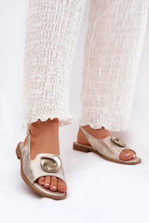 Spilgti sieviešu sandales ar dekoru S.Barski KV51-006 zelta krāsā