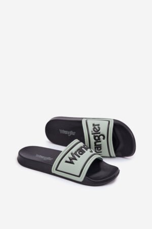 Vīriešu slīdējošās kurpes WRANGLER AVERELL SLIDER MEN LOW 20251042.52D Gaiši zaļas