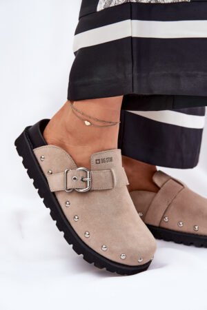 Zamšādas sieviešu čības uz platforma Big Star RR274A376 smilškrāsas