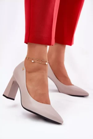 Eleganti papēži ar blokveida papēdi Vinceza 62221 pelēki