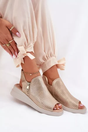 Sieviešu sandales ar papēdi Gold Mevinette