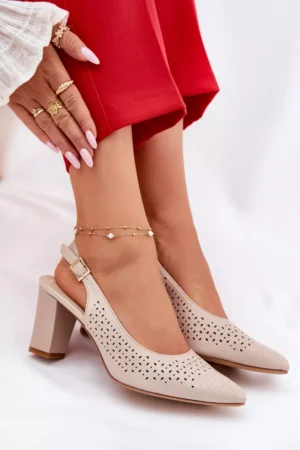 Izcirstas sandales ar smailiem purngaliem uz papēža, smilškrāsas Sergio Leone SK163