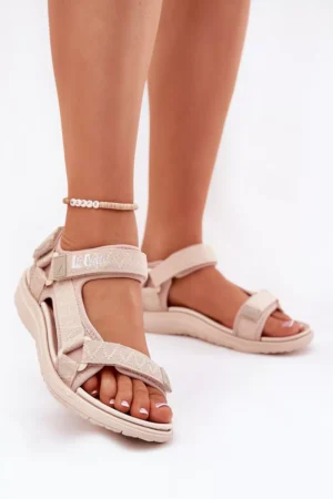 Sieviešu auduma sandales ar lipekļiem Lee Cooper LCW-25-34-3560 bēšas