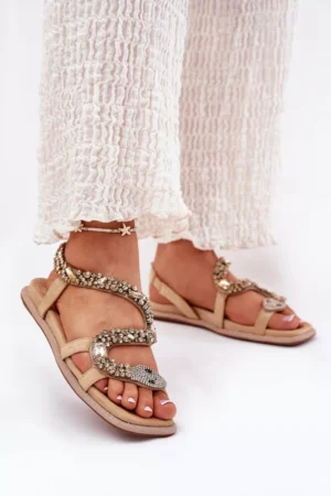 Sieviešu sandales ar dekoratīvu čūsku Eco Suede Artiker smilškrāsā 56C1361