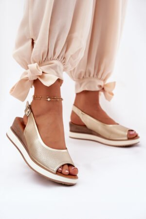 Ādas sandales ar papēdi Artiker 56C2312 Zelta