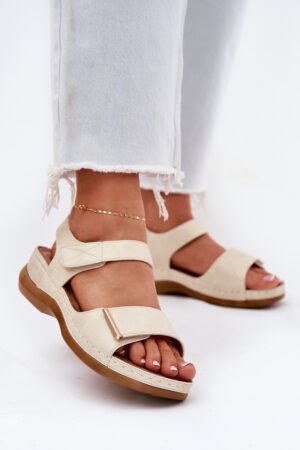 Ērtas sieviešu sandales ar Velcro zelta Iphiope