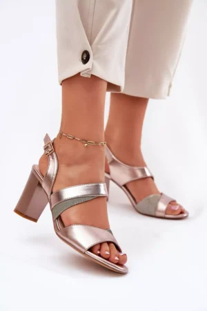 Sieviešu sandales ar papēžiem Sergio Leone SK866 rozā zelts